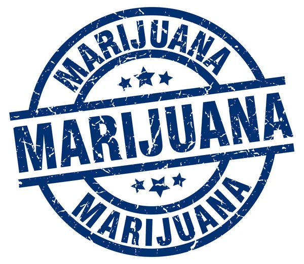 Marihuana blauwe ronde grunge stempel — Stockvector