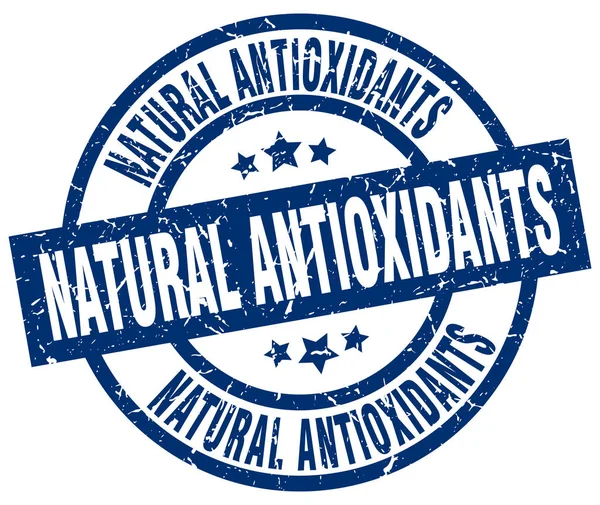Antioxidantes naturais azul rodada grunge selo —  Vetores de Stock