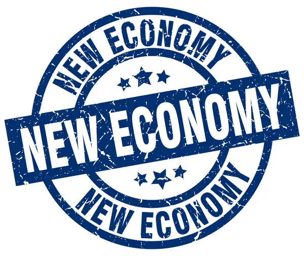 Nueva economía azul redondo grunge sello — Archivo Imágenes Vectoriales