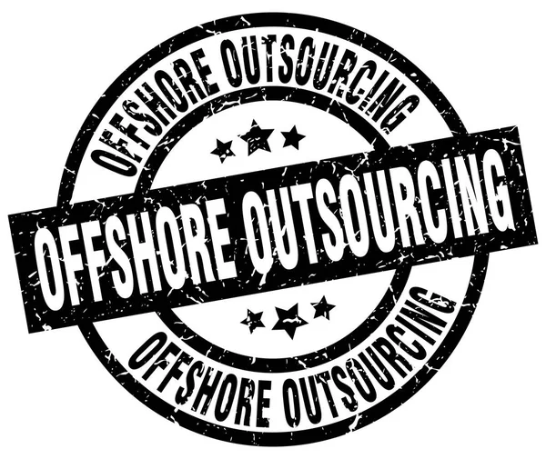 Offshore outsourcing yuvarlak grunge siyah pul — Stok Vektör