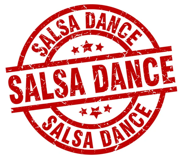 Salsa danse ronde grunge rouge timbre — Image vectorielle