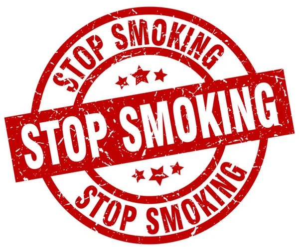 Stoppen met roken ronde rode grunge stempel — Stockvector