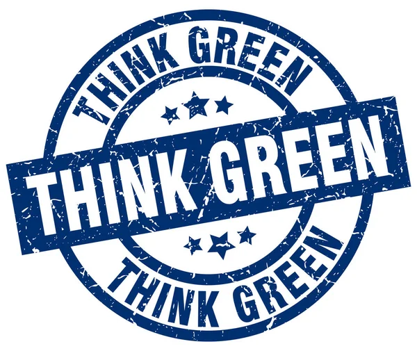 Pensar verde azul redondo selo grunge — Vetor de Stock