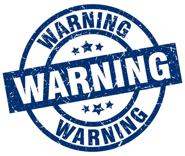 Warnung blauer Round Grunge Stempel — Stockvektor