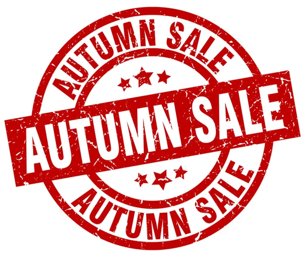Autumn sale round red grunge stamp — Stock Vector
