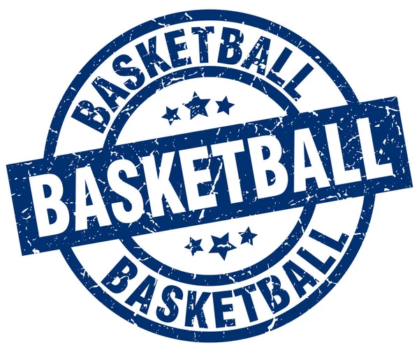 Basket-ball bleu rond timbre grunge — Image vectorielle