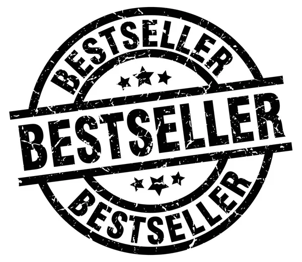 Bestseller redondo grunge selo preto — Vetor de Stock