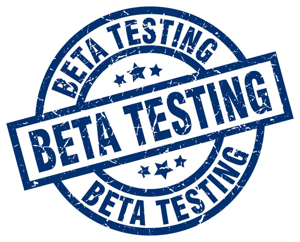 Blauwe ronde grunge stempel beta-testen — Stockvector