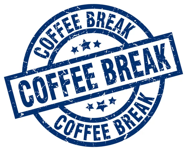 Coffee break azul rodada grunge selo — Vetor de Stock