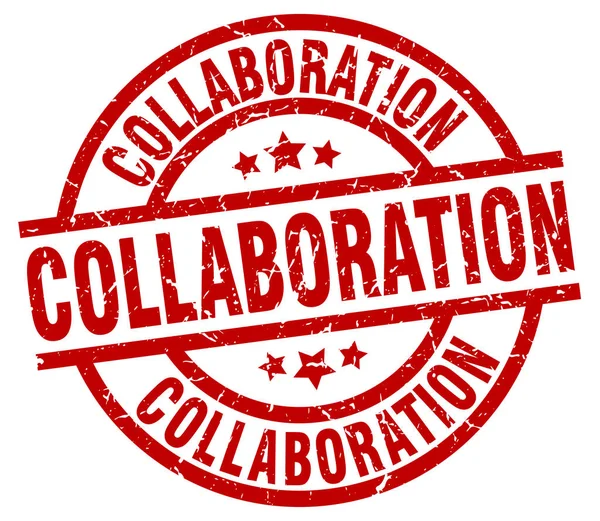 Collaboration round red grunge stamp — Stock Vector