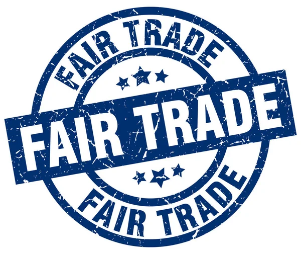 Fair trade blue round grunge stamp — Stock Vector