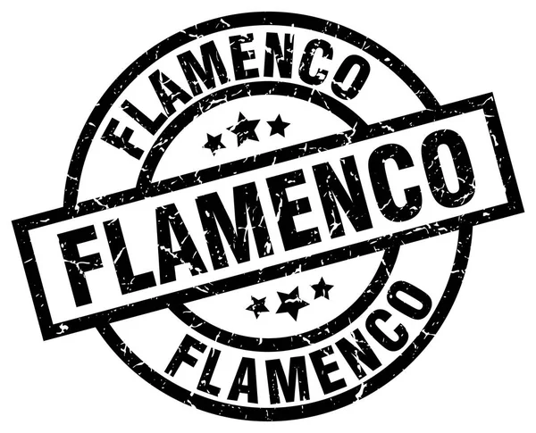 Круглая гранжевая чёрная марка фламенко — стоковый вектор