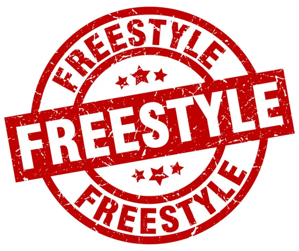 Freestyle okrągły znaczek czerwony grunge — Wektor stockowy