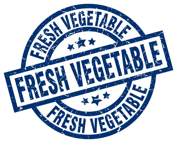 Sello grunge redondo azul vegetal fresco — Vector de stock