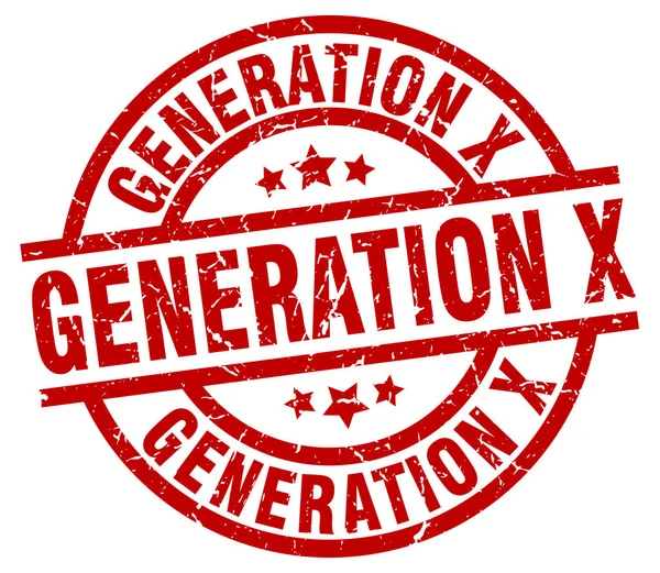 Generation x kerek piros grunge-bélyeg — Stock Vector