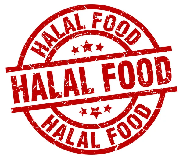 Halal τροφίμων στρογγυλή σφραγίδα κόκκινο grunge — Διανυσματικό Αρχείο