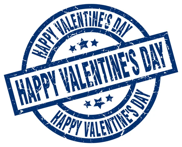 Šťastný Valentýna modré kulaté razítko grunge — Stockový vektor