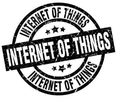 şeylerin Internet yuvarlak grunge siyah pul