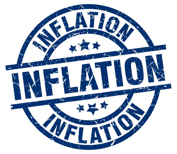 Enflasyon mavi yuvarlak grunge damgası — Stok Vektör