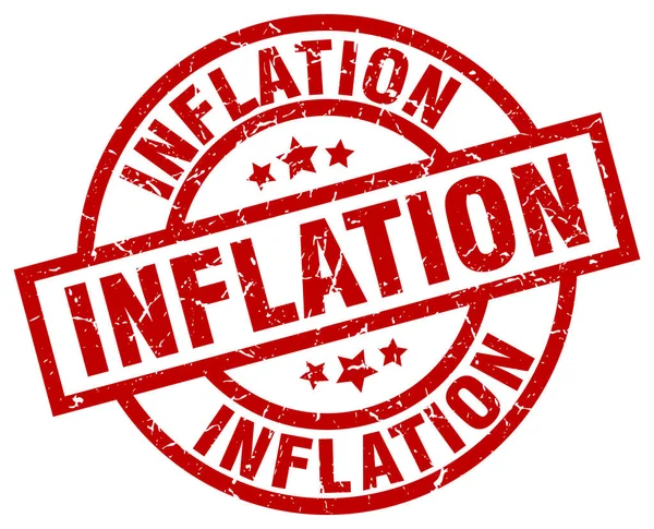 Inflation rund um Red Grunge Stempel — Stockvektor