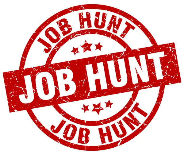 Job hunt round red grunge stamp — Stock Vector