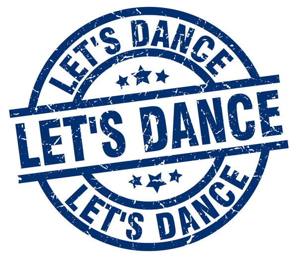 Let 's dance blue round grunge stamp — Stockvektor