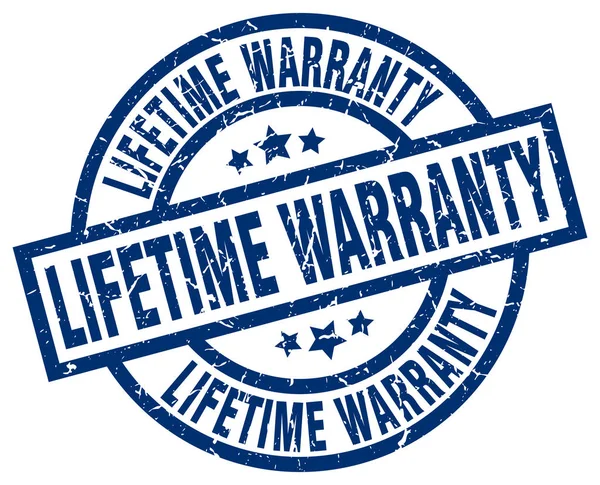 Lifetime warranty blue round grunge stamp — Stock Vector