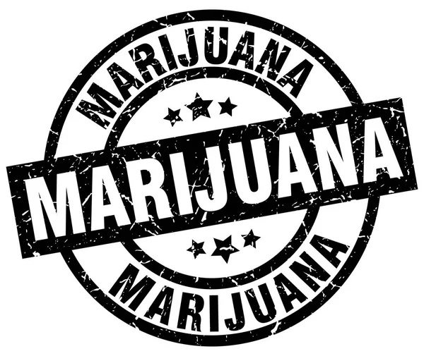 Marihuana ronda grunge negro sello — Vector de stock