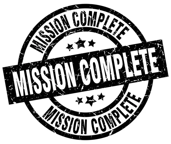 Mission complete round grunge black stamp — Stock Vector