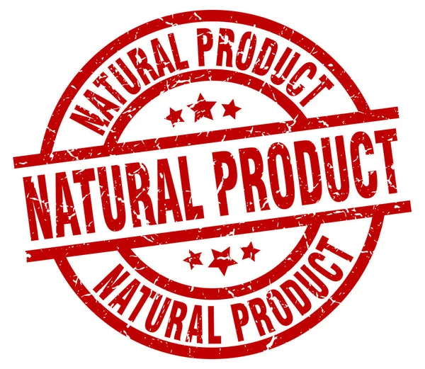 Natuurproduct ronde rode grunge stempel — Stockvector
