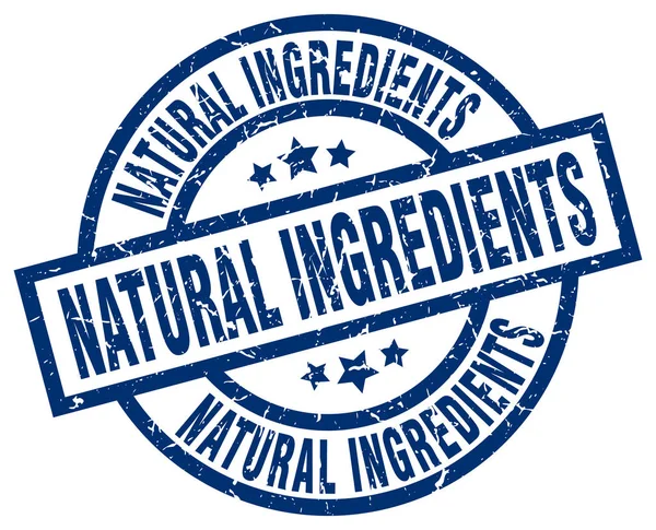 Ingredienti naturali blu rotondo grunge timbro — Vettoriale Stock