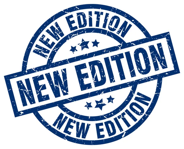 Nuevo sello de grunge redondo azul edición — Vector de stock