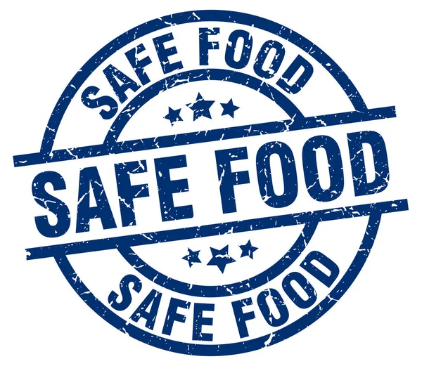 Güvenli gıda mavi yuvarlak grunge damgası — Stok Vektör
