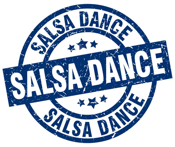 Salsa dance blue round grunge stamp - Stok Vektor