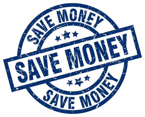Save money blue round grunge stamp — Stock Vector
