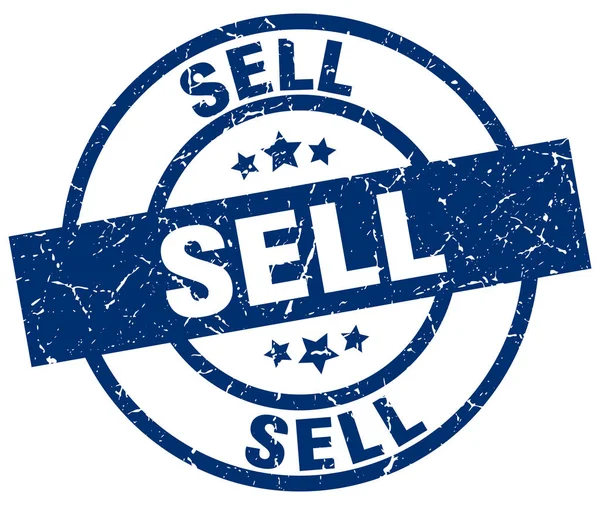 Vender carimbo grunge redondo azul —  Vetores de Stock