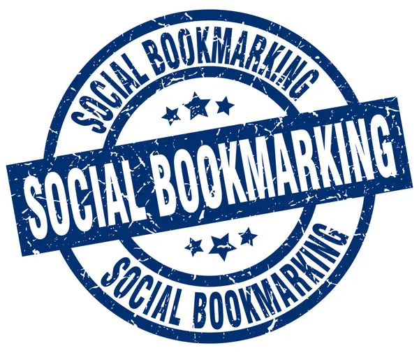 Sociale bookmarking blauwe ronde stempel van de grunge — Stockvector