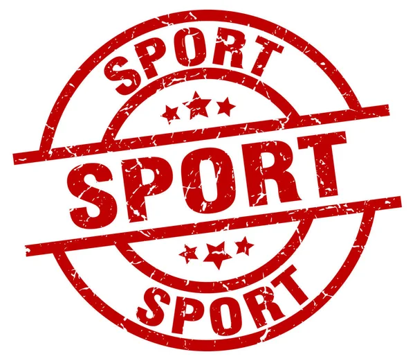 スポーツ ラウンド赤グランジ スタンプ — ストックベクタ
