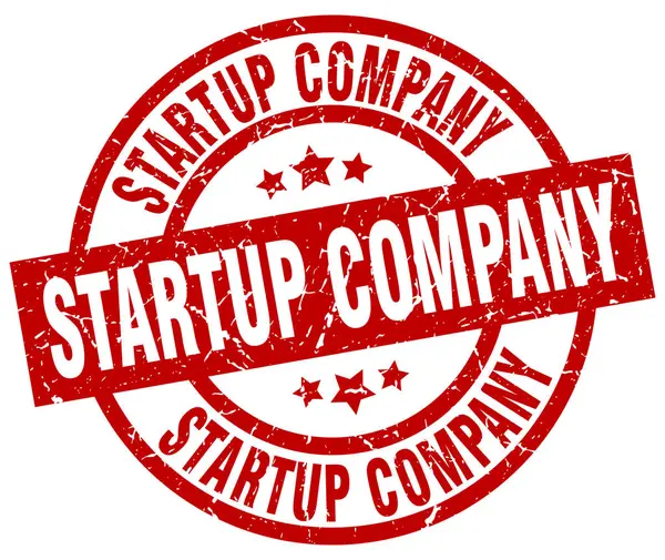Startup azienda rotonda rosso grunge timbro — Vettoriale Stock
