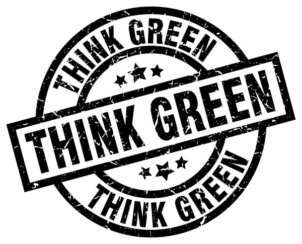 Pensar verde rodada grunge carimbo preto — Vetor de Stock