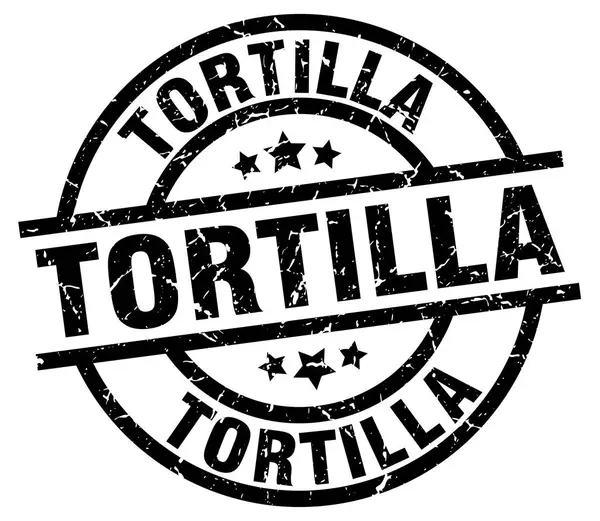 Tortilla ronde grunge zwarte stempel — Stockvector