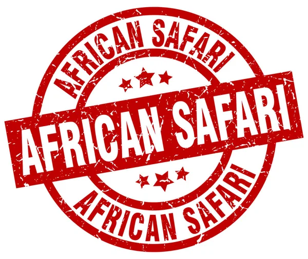 Safari africano rotondo rosso grunge timbro — Vettoriale Stock