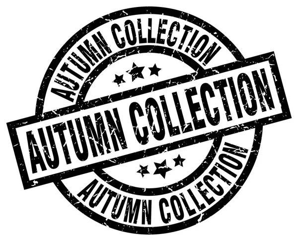 Collection automne rond grunge timbre noir — Image vectorielle