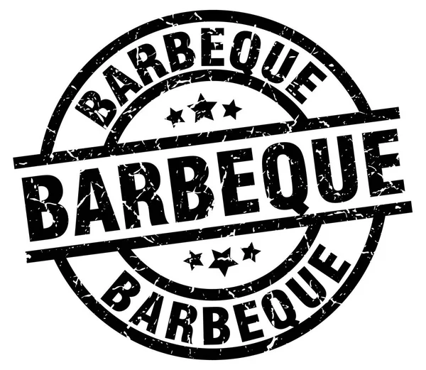 Barbecue rond grunge timbre noir — Image vectorielle