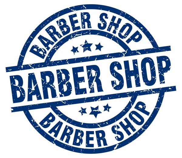 Barber shop blue round grunge stamp — Stock Vector