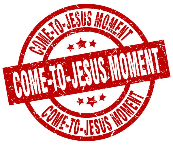 Kom-naar-Jezus moment ronde rode grunge stempel — Stockvector