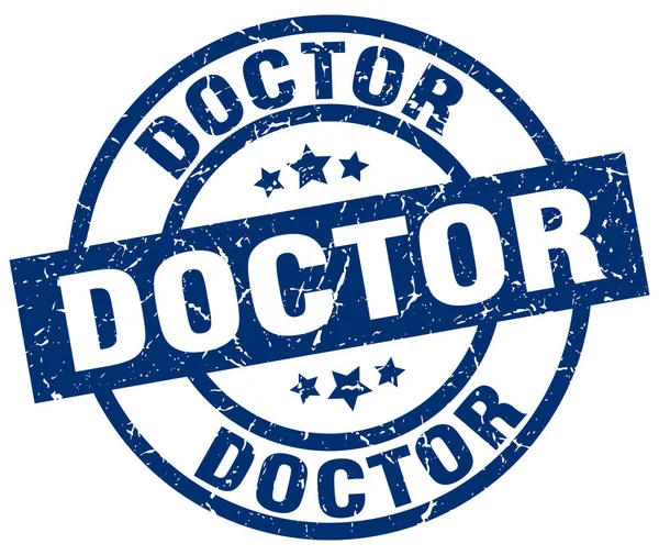 Dokter blauwe ronde grunge stempel — Stockvector