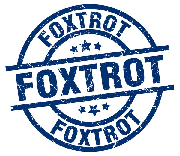 Foxtrot blue round grunge stamp — Stock Vector