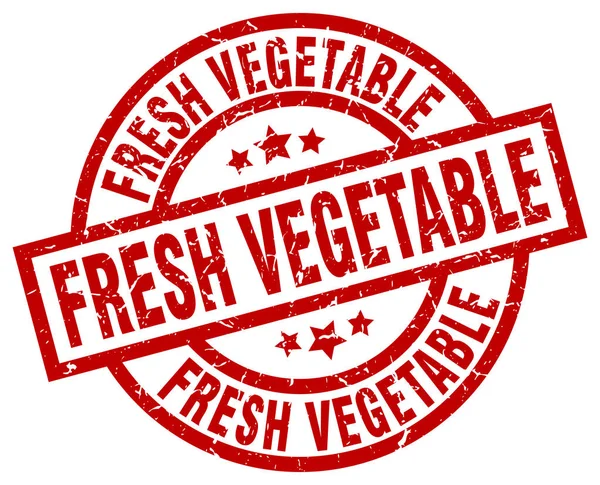 Sello grunge rojo redondo vegetal fresco — Vector de stock