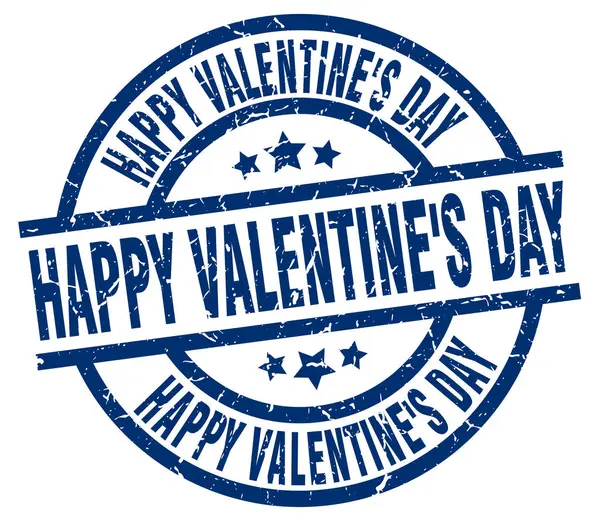 Happy Valentine's day blue round grunge stamp — Stock Vector